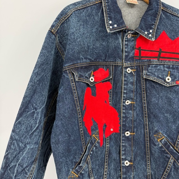 Vintage Jordache Denim Oversized Jacket Western Rodeo Ranch Custom Suede M - Picture 9 of 12